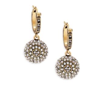 Heidi Daus Chrystal & Faux Pearl Gold Tone  Dangle Earrings
